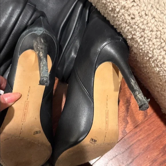 Vince Camuto Black Leather Heeled Boots - Picture 3 of 5